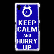 Coque Sony Xpéria Z1 Keep Calm Hurry up Bleu