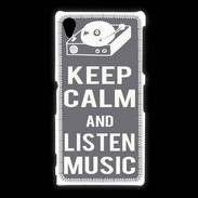 Coque Sony Xpéria Z1 Keep Calm Listen music Gris