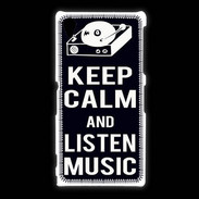 Coque Sony Xpéria Z1 Keep Calm Listen music Noir