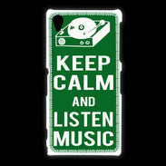 Coque Sony Xpéria Z1 Keep Calm Listen music Vert