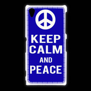 Coque Sony Xpéria Z1 Keep Calm Peace Bleu