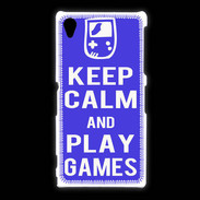 Coque Sony Xpéria Z1 Keep Calm Play games Bleu