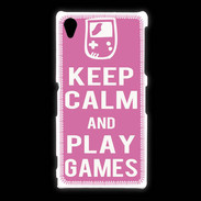 Coque Sony Xpéria Z1 Keep Calm Play games Rose