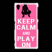 Coque Sony Xpéria Z1 Keep Calm Play on Rose