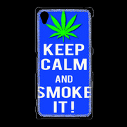 Coque Sony Xpéria Z1 Keep Calm Smoke it Bleu