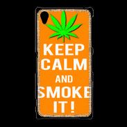 Coque Sony Xpéria Z1 Keep Calm Smoke it Orange
