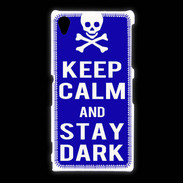 Coque Sony Xpéria Z1 Keep Calm Stay dark Bleu