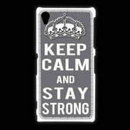 Coque Sony Xpéria Z1 Keep Calm Stay strong Gris