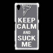 Coque Sony Xpéria Z1 Keep Calm Suck me Gris