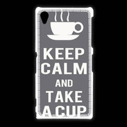 Coque Sony Xpéria Z1 Keep Calm Take a cup Gris