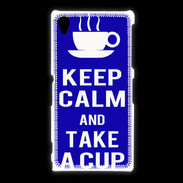 Coque Sony Xpéria Z1 Keep Calm Take a cup Bleu