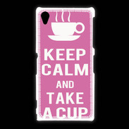 Coque Sony Xpéria Z1 Keep Calm Take a cup Rose
