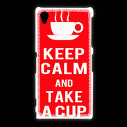 Coque Sony Xpéria Z1 Keep Calm Take a cup Rouge