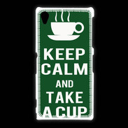 Coque Sony Xpéria Z1 Keep Calm Take a cup Vert