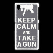 Coque Sony Xpéria Z1 Keep Calm Take a gun Gris
