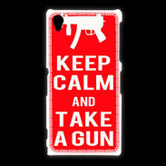 Coque Sony Xpéria Z1 Keep Calm Take a gun Rouge