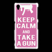 Coque Sony Xpéria Z1 Keep Calm Take a gun Rose