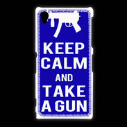 Coque Sony Xpéria Z1 Keep Calm Take a gun Bleu