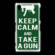 Coque Sony Xpéria Z1 Keep Calm Take a gun Vert