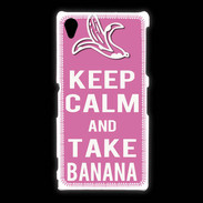 Coque Sony Xpéria Z1 Keep Calm Take Banana Rose