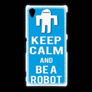 Coque Sony Xpéria Z1 Keep Calm Be a Robot Cyan