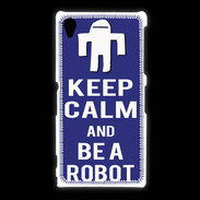 Coque Sony Xpéria Z1 Keep Calm Be a Robot Bleu