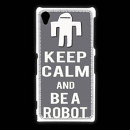 Coque Sony Xpéria Z1 Keep Calm Be a Robot Gris