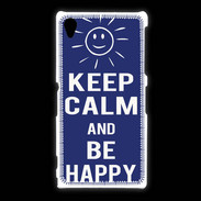 Coque Sony Xpéria Z1 Keep Calm Be Happy Bleu