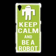 Coque Sony Xpéria Z1 Keep Calm Be a Robot Vert pomme