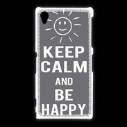 Coque Sony Xpéria Z1 Keep Calm Be Happy Gris