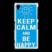 Coque Sony Xpéria Z1 Keep Calm Be Happy Cyan
