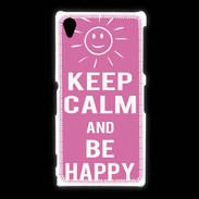 Coque Sony Xpéria Z1 Keep Calm Be Happy Rose