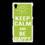 Coque Sony Xpéria Z1 Keep Calm Be Happy Vert pomme