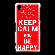 Coque Sony Xpéria Z1 Keep Calm Be Happy Rouge