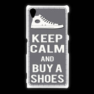Coque Sony Xpéria Z1 Keep Calm Buy Shoes Gris