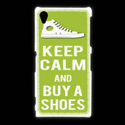 Coque Sony Xpéria Z1 Keep Calm Buy Shoes Vert Pomme