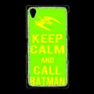 Coque Sony Xpéria Z1 Keep Calm Call Batman Vert pomme