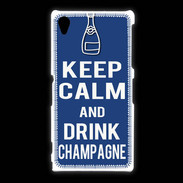 Coque Sony Xpéria Z1 Keep Calm Drink Champagne Bleu