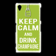 Coque Sony Xpéria Z1 Keep Calm Drink champagne Vert pomme