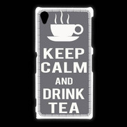 Coque Sony Xpéria Z1 Keep Calm Drink Tea Gris