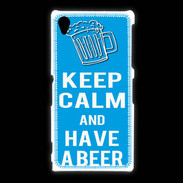 Coque Sony Xpéria Z1 Keep Calm Have a beer Cyan