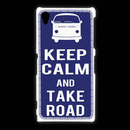 Coque Sony Xpéria Z1 Keep Calm Take road Bleu