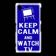 Coque Sony Xpéria Z1 Keep Calm Watch TV Bleu
