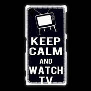 Coque Sony Xpéria Z1 Keep Calm Watch TV Noir