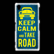 Coque Sony Xpéria Z1 Keep Calm and Take o road 2 Bleu