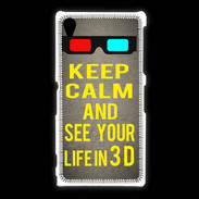 Coque Sony Xpéria Z1 Keep Calm and See your life 3D Gris