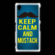 Coque Sony Xpéria Z1 Keep Calm and Mustach Bleu