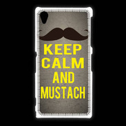 Coque Sony Xpéria Z1 Keep Calm and Mustach Gris