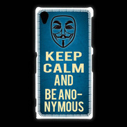 Coque Sony Xpéria Z1 Keep Calm and Be Anonymous Bleu