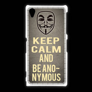 Coque Sony Xpéria Z1 Keep Calm and Be Anonymous Gris